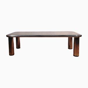 Mesa de centro con tablero de vidrio ahumado negro de Cassina