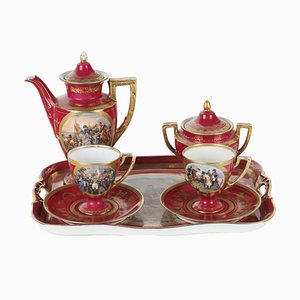 20th Century Italian Capodimonte Empire Style Porcelain Tea Set, Set of 7