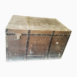 Italian Solid Wooden Travel Case with Reinforcements and Hinges in Iron