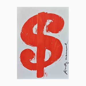 Dollar Sign, Red, Vintage Screen Print, 1982