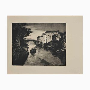 Georges-Henri Tribout, View of the River, Etching, Early 20th-Century