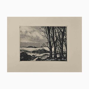 Georges-Henri Tribout, Landschaft, Original Radierung, frühes 20. Jh