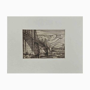 Georges-Henri Tribout, The Bridge, Gravure à l'Eau-Forte, Début 20ème Siècle