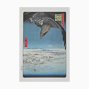 D'Après Utagawa Hiroshige, Priant Dans La Neige, Lithographie, Milieu du 20ème Siècle