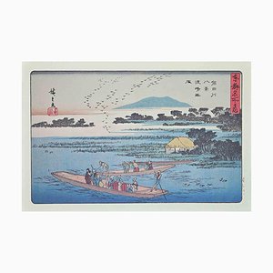 Nach Utagawa Hiroshige, Bootsfahrer, Acht malerische Orte entlang des Sumida-Flusses, 20. Jh.