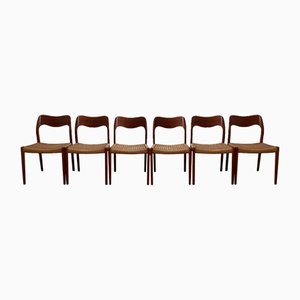 Mid-Century Teak Esszimmerstühle von Niels Møller, 6er Set
