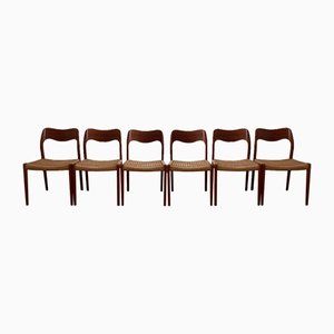 Mid-Century Teak Esszimmerstühle von Niels Møller, 6er Set