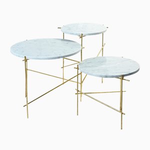 Tavolini da caffè The Slilts in marmo di Carrara di Nicola Di Froscia per DFdesignlab, set di 3