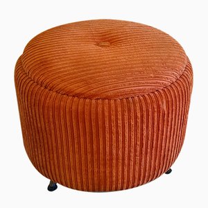 Vintage French Sewing Pouf in Orange, 1960s