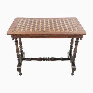 Antique English Parquetry Side Table in Walnut