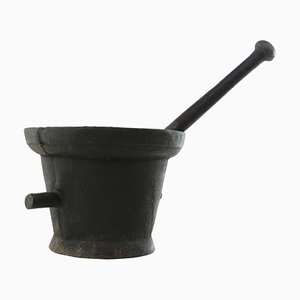 Large Antique Pestle and Mortar in Cast Iron