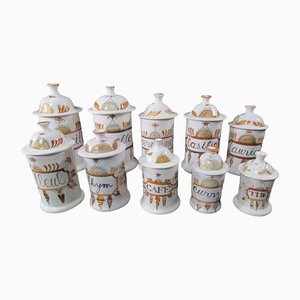 Enamelled Pharmacy and Spice Pots, 1950s, Set of 10