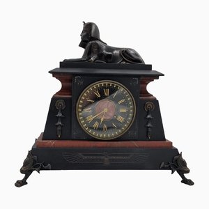 Antique Egyptian Revival Clock with Sphinx in Bronze