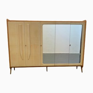 Armoire Mid-Century en Érable avec Embouts en Laiton