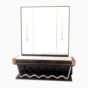 Italian Art Deco Dressing Table With Mirror, 1950s, Set of 2