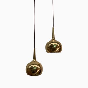Brass Teardrop Pendant Lamps by Hans Agne Jakobsson for Markaryd Ab, Sweden, 1960s, Set of 2
