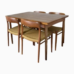 No.254 Dining Table with 4 No.77 Chairs by Niels Otto Møller for J.L. Møllers, 1960s, Set of 5