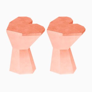 Medium Pink Queen Heart Side Tables by Royal Stranger, Set of 2