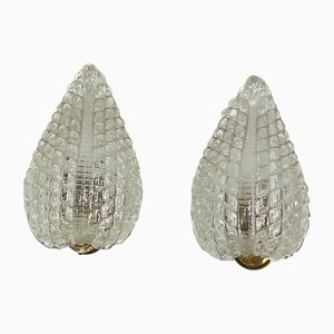 Art Deco Clear Murano Glass Sconces from Ercole Barovier, 1940s, Set of 2