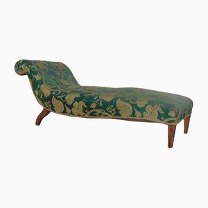Antike Chaiselongue aus waldgrünem Stoff