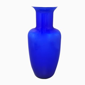 Blaue italienische Mid-Century Vase aus Muranoglas von Nason, 1960er