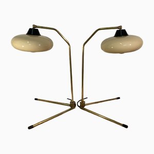 Mid-Century Dutch Brass Desk Lamps, Set of 2