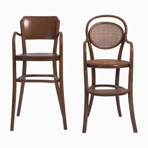 Bentwood Wicker Children's Chairs from Thonet, 1930s, Set of 2