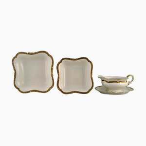 Royal Ivory Sauce Boat and Two Bowls in Cream-Colored Porcelain from KPM, Set of 3