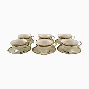 Ivory Porcelain Royal Teacups & Saucers from KPM, Berlin, Set of 12