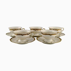 5 Royal Ivory Teetassen & 5 Untertassen aus cremefarbenem Porzellan von KPM, 10er Set