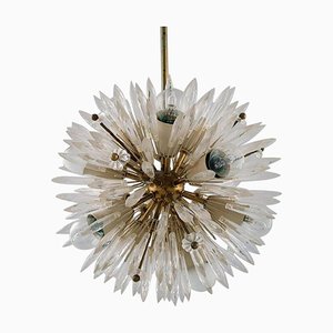 Imposante Deckenlampe aus Messing und Kunstglas von Emil Stejnar für Rupert Nikoll