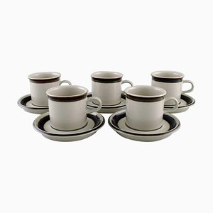 5 Karelia Coffee Cups with 5 Saucers by Anja Jaatinen Winqvist for Arabia, , Set of 10