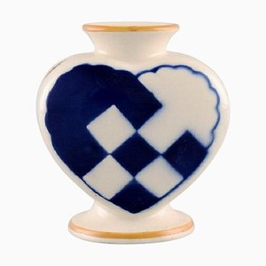 Herz Vase oder Kerzenhalter aus blauem Fayence