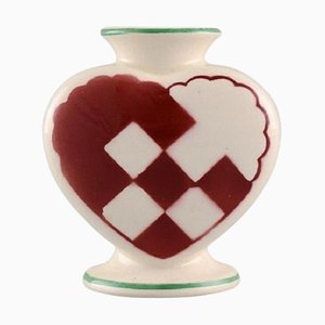 Herz Vase oder Kerzenhalter aus Rotem Fayence