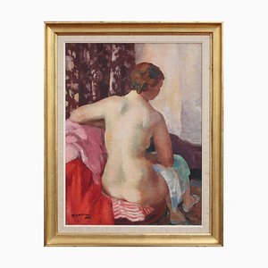 Charles Kvapil, Nude Viewed From the Back, 1937, Oil on Canvas, Framed