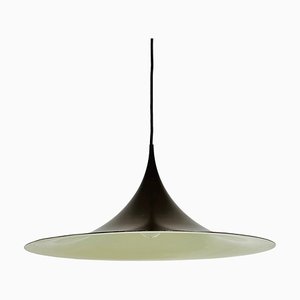 Round Brown Pendant Lamp from Fog & Mørup, 1970s