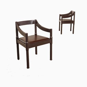 Carimate Stühle aus Holz von Vico Magistretti für Cassina, 1960er-1970er, 2er Set