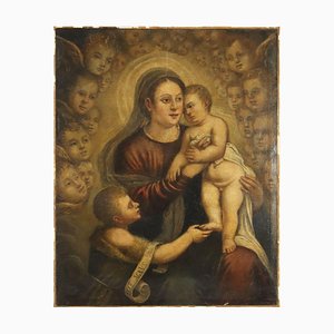 María y el niño Jesús, óleo sobre lienzo, enmarcado