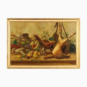 Still Life with Fruit and Fish, 1918, Oil on Canvas, Framed