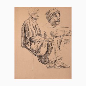 Jean Chapin, Arab Man With Hat, Original Drawing, 1930s