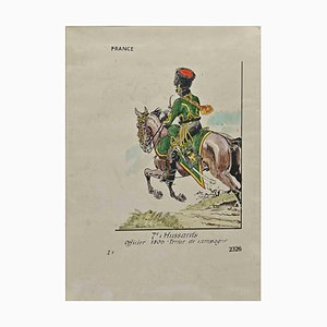 Herbert Knotel, 7e Hussards, Ink & Watercolor, 1940s