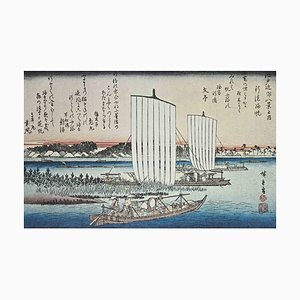 Nach Utagawa Hiroshige, Acht malerische Orte, Lithographie, Mitte des 20. Jahrhunderts