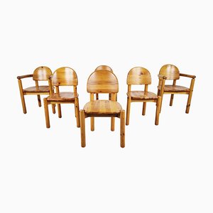 Pine Wood Dining Chairs by Rainer Daumiller for Hirtshals Savvaerk, 1980s, Set of 6