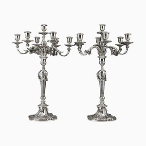 Large 19th Century Candelabras in Solid Silver by Odiot, Set of 2
