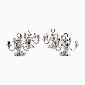 Art Deco Kerzenständer aus Silber von Gustave Keller, 4er Set