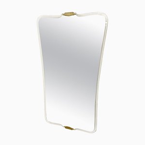 Mid-Century Brass and Glass Mirror, Italy, 1950s