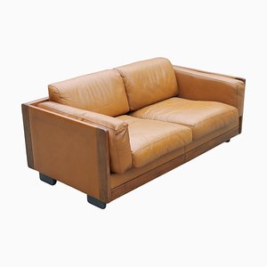 Italian Two Seats Sofa in Brown Leather by Afra and Tobia Scarpa for Cassina, 1960