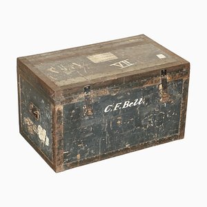 Original Fully Stamped Army & Navy CLS Steamer Campaign Trunk with Zinc Lining