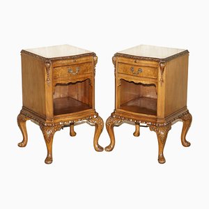 Burr Walnut Bedside Tables from Maple & Co, Set of 2