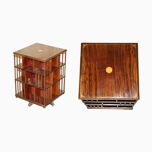 Extra Large Sheraton Mahogany & Satinwood Revolving Bookcase Table